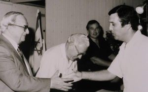 At the Prime Minister’s Prize for Creative Work, handed by Minister of Education and Future President, Yitzhak Navon, 1988.