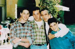 With my sons, from right to left, Haran, Ophir and Yannai at Haran’s Bar Mitsva, 1995.