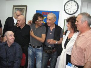 With Talma Alyagon-Roz, Nachum Heiman, Yizhar Cohen, Yossi Huri, Yorik Ben Daviv and Yitzhak Shimoni at the Holon festival, 2008.
