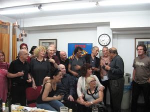 With (standing) Ori Harpaz, Hanoch Hasson, Nachum Heiman, Yizhar Cohen, Yossi Huri, Yorik Ben Daviv, Moni Amarilio, Ilana Rovina, Shimrit Or, Yaakov Hollander, Shuli Natan, Yaakov Nave and (sitting) Naomi Atias, Talma Alyagon-Roz, Yitzhak Shimoni and Edna Goren at  the Holon festival, 2008.