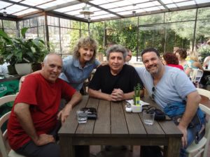 With composer/producer Rami Harel, composer/singer Shuki Shuki, and his wife, singer Dorit Farkash.